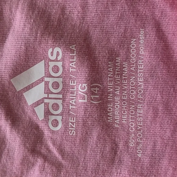 NWT Adidas Pink Floral Logo Short Sleeve Tee Youth - Picture 4 of 4